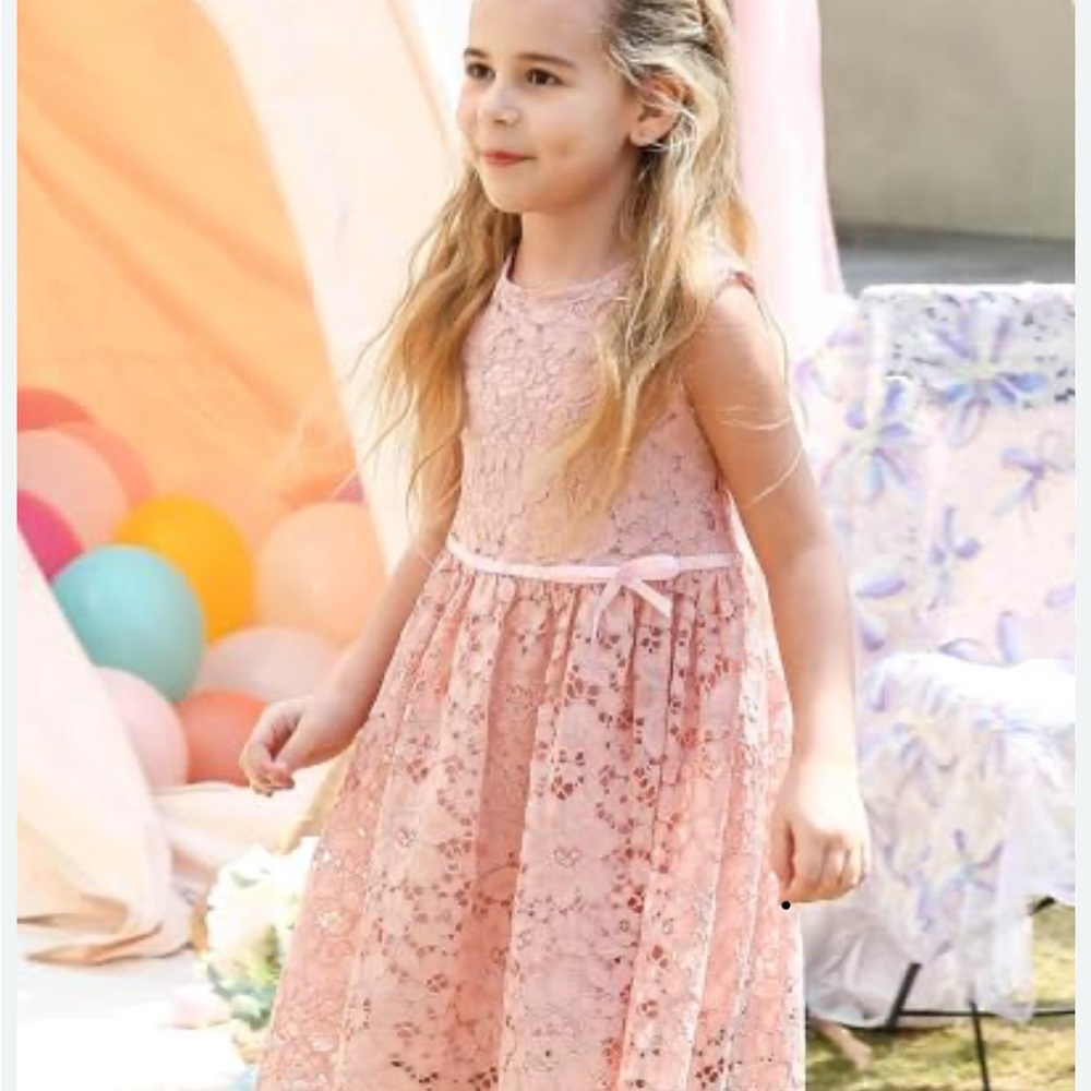 NWT Allovin Pink Lace Sleeveless Dress for Girls